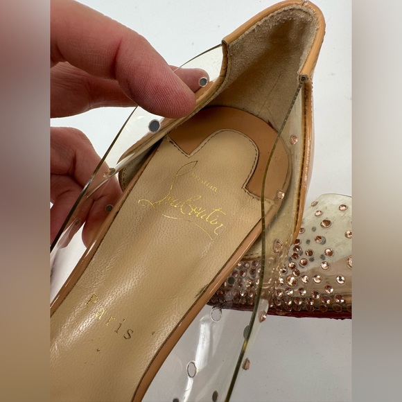 Christian Louboutin Heels 38 US 7.5 Rhinestone Pumps Brown Patent - Picture 5 of 8